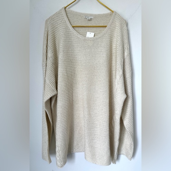 Cato Sweaters - NWT Cato Cream Ivory Metallic Sequin Knit Pullover Sweater Women’s Plus 26/28W
